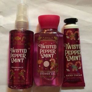 Bath and body works twisted peppermint set